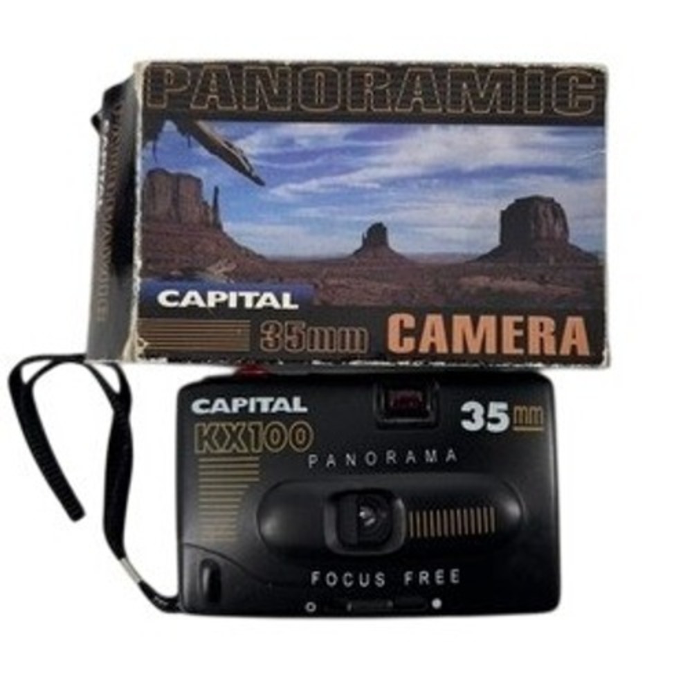 Capital KX100 Panorama 35mm Film Camera Black Focus Free Vintage Point & Shoot